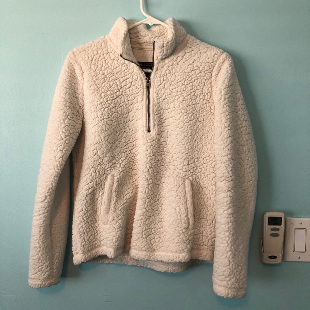 Women’s Abercrombie Ivory Sherpa Half Zip Sweater